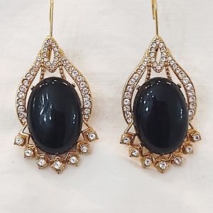 Vintage Designer Signed Gold, Glass & Rhinestone Earrings